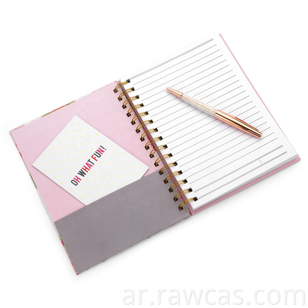 Personalised Premium Designed Writing Wholesale Stationery Customized Girls Pink Pocket A5 Spiral Journals Notebooks With Logo6